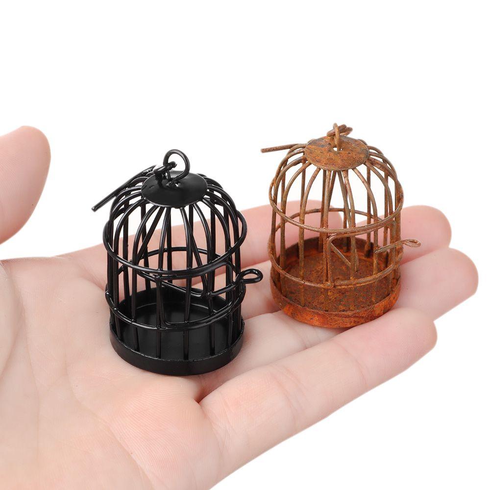 Mini Home Decoration Hollow Bird Cage Micro Landscape Iron Metal DIY