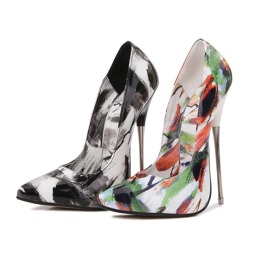 Модная сексуальная женская обувь металлический каблук шпилька высокие каблуки с мелким вырезом заостренный носок обувь для стриптиза