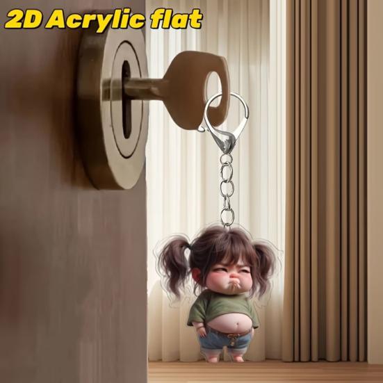 Акриловый плоский брелок-подвеска в стиле «сердитая девушка», 2D, устойчивый к царапинам, украшение для сумки или рюкзака.