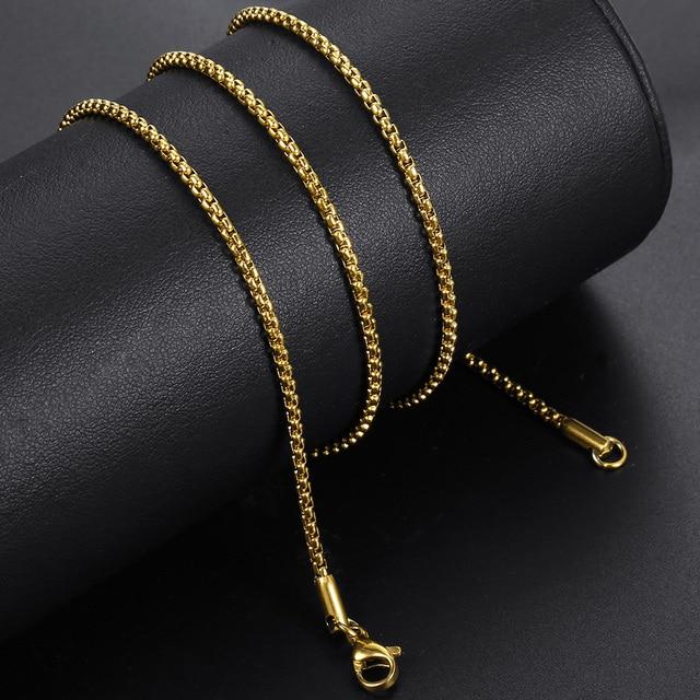 Gold Chain For Men Women Wheat Figaro Rope Cuban Link Chain Gold Filled Stainless Steel Necklaces Male Jewelry Gift