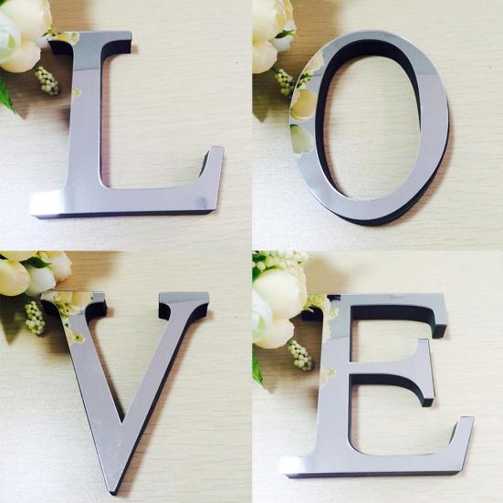 Popular Wedding English Love Letters Home Decor 3D Mirror Wall Stickers Alphabet
