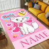 Personalized Name Cat Love Living Room Non-Slip Area Rug Soft Carpet for Bedroom Kids Playroom Sofa Office Home Decor Doormat