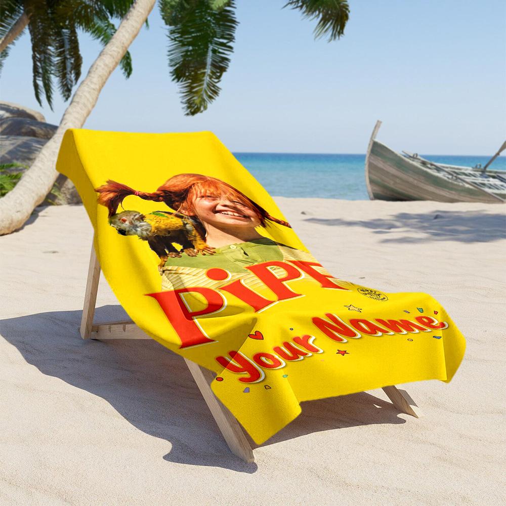 Pippi Customized Name Beach Towel High Absorbency & Quick-Dry For Beach Bathroom Outdoor Swimming Pool Camping Picnic Yoga Diving Vacation Accessories