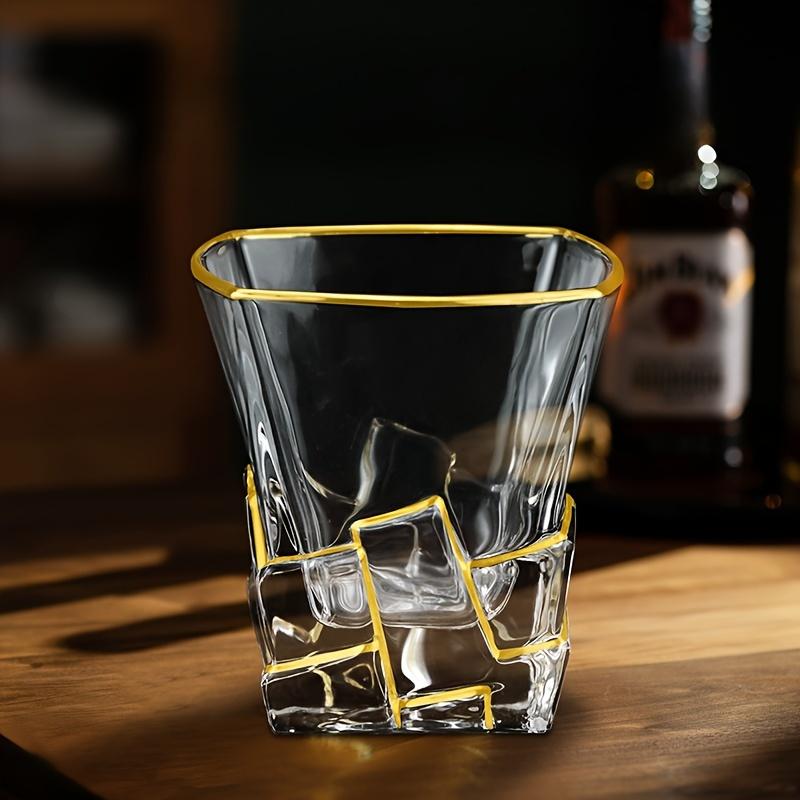 Стакан для виски Золотая линия Бокалы для вина и виски Золотая роспись Хрустальная барная посуда Многофункциональный Бокал для пива, коктейлей, для дома, для воды, для кофе