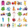50pcs/1 lot Digital Block Sticker Cartoon Animation Educational Fun Children's Graffiti Stationery Desktop Stickers