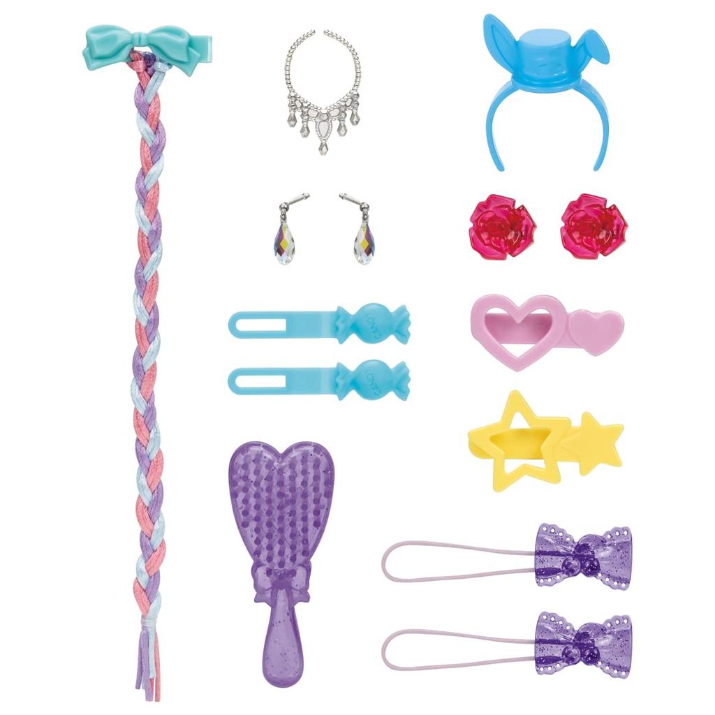 Takara Tomy Licca-chan Rainbow Kyun Curl Accessory Set, Dress-Up Pretend Play Toy for Ages 3 and Up