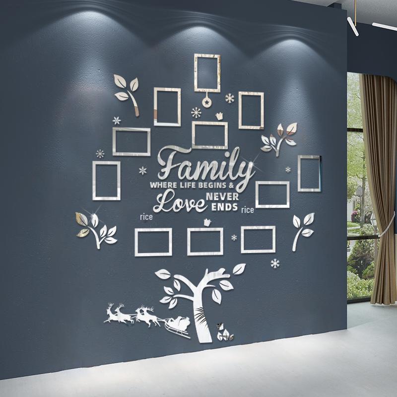 3D Акриловая Рождественская Елка Фоторамка Настенная Наклейка для Декора Гостиной