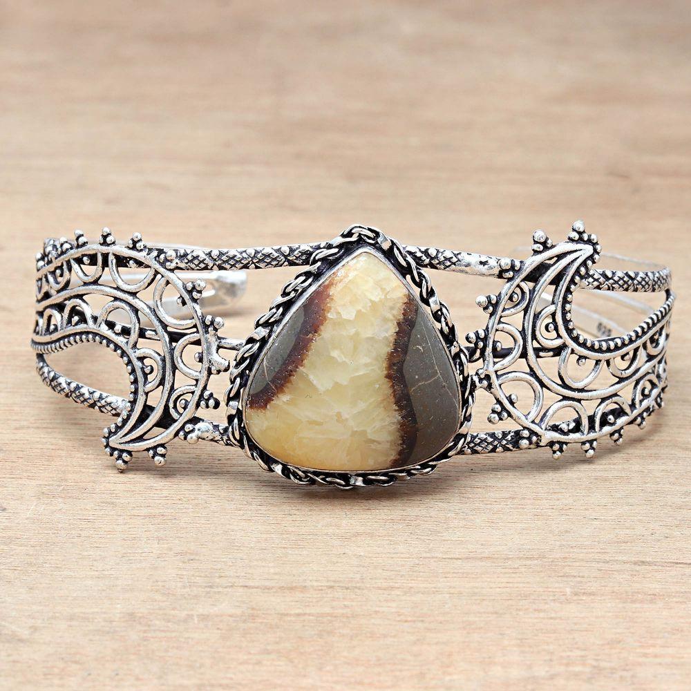 Septerian Jasper Gemstone Handmade Jewelry Cuff Bracelets 7''Adjustable