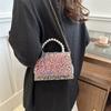 Fashionable High-end Sequin Handheld Small Square Bag for Women's New Chain Shoulder Bag Fashionable Simple Small Square Bag