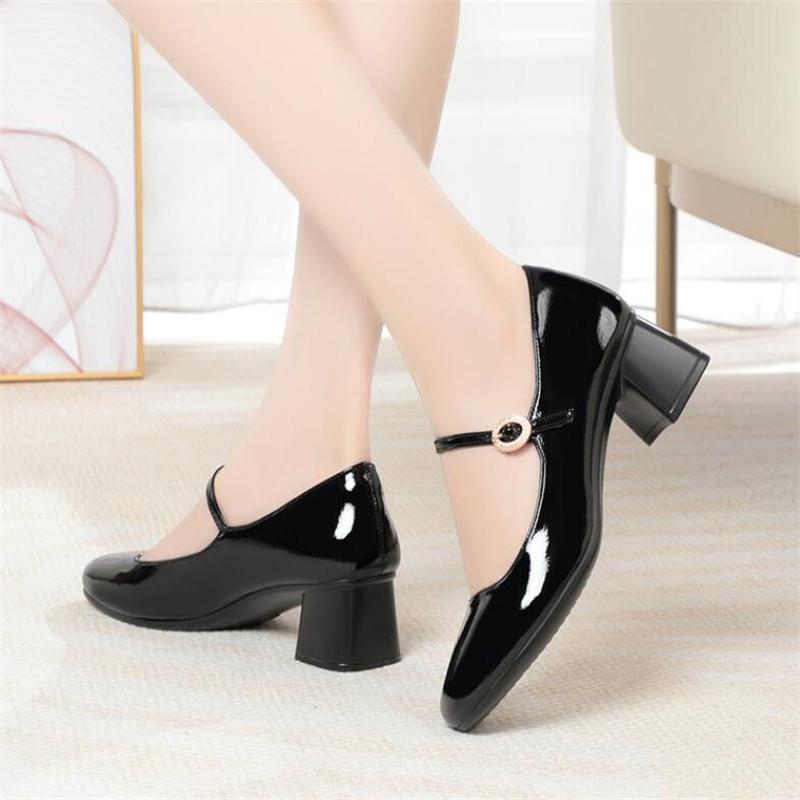 Simple Square Head Women High Heels Women New Autumn Shallow Mouth Thick Heel Single Shoes Ladies Office Shoes Not Tired Feet