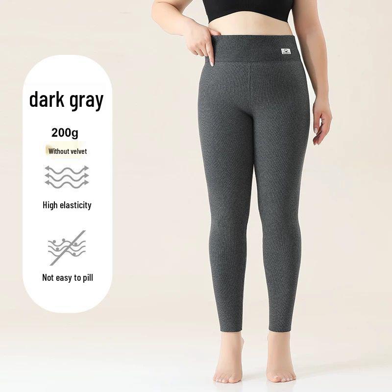 Женские хлопковые леггинсы большого размера на флисовой подкладке - Очень толстые, с высокой посадкой, в вертикальную полоску, размеры до 200 цзинь