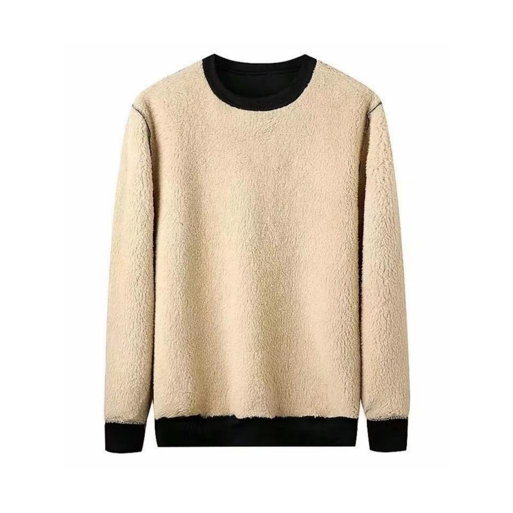 Long Sleeve T-Shirt Men's Spring and Autumn Crew Neck Lamb Fleece Autumn Casual Loose Premium Crew Neck Sweater