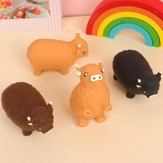 Highland Cow Squeeze Toy Cattle Sensory Toy Anxiety Relief Highland Soft Stretchy Animal