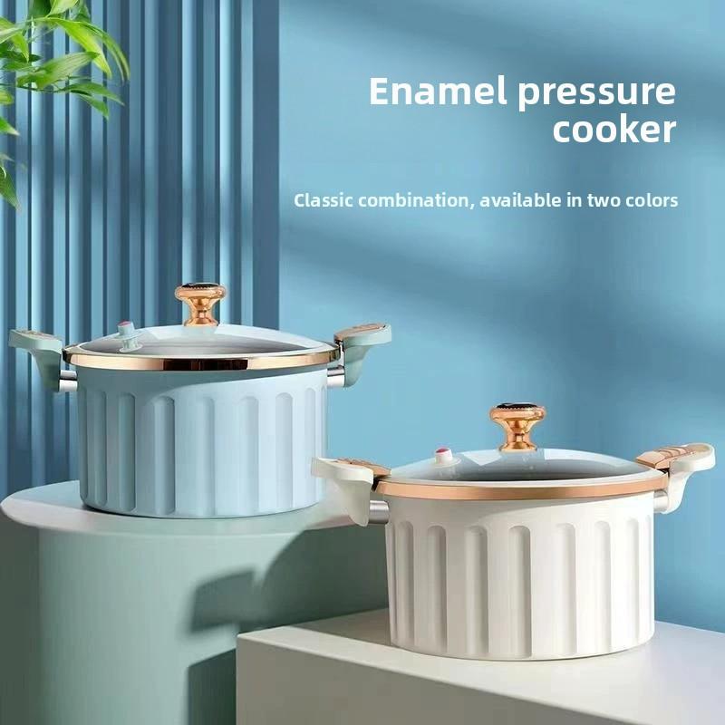 Olla de presión esmaltada antiadherente de 8L, olla de cocción rápida universal para cocina
