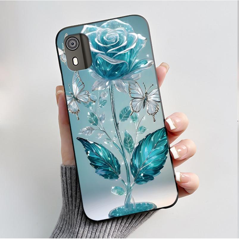 For Nokia C02 C12 C12+ Plus Case Luxury Butterfly Flower Black Soft Silicone TPU Phone Case For NOKIA C12 Pro Back Cover Casing