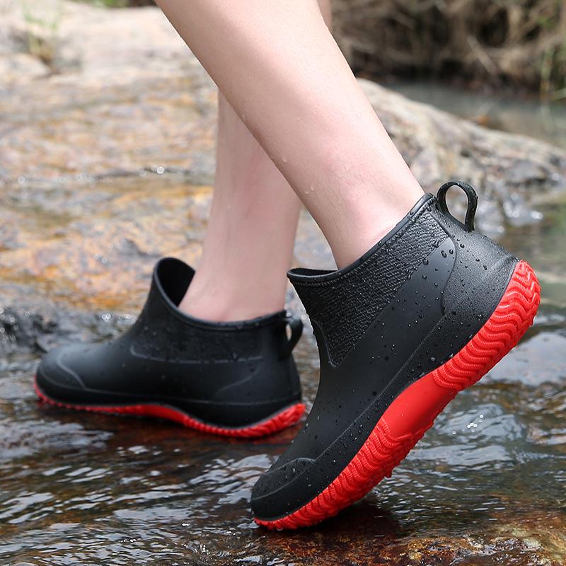 Short Tube Unisex Rain Boots: Lightweight, Waterproof, Low-top Rubber Shoes for Outdoor Use