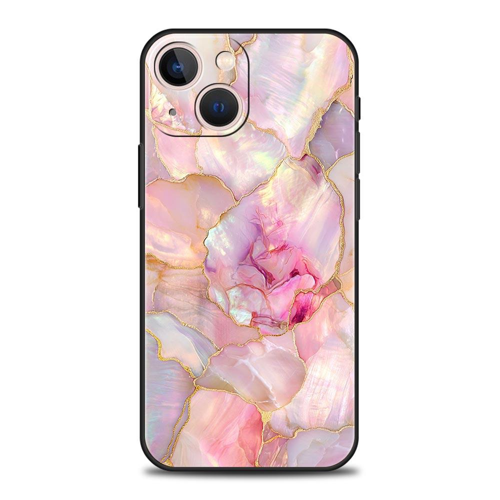Модный Золотой Розовый Мраморный Чехол Для Телефона Для iPhone 17 16 15 Pro Max 11 12 13 14 7 8 Plus SE 2020 X XR XS Чехол Мягкий Черный