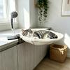 Adjustable Desk Cat Hammock, Space‑Saving Hanging Bed with Clamp & Feather Toy for Indoor Cats Kitten