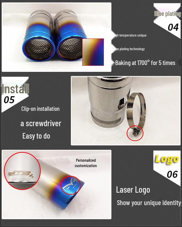 Нержавеющая сталь Титановый черный Насадка глушителя для Tiguan, A1A3, CC, A6L, Wrangler, CX3, CX4, CX5 и Yihu.