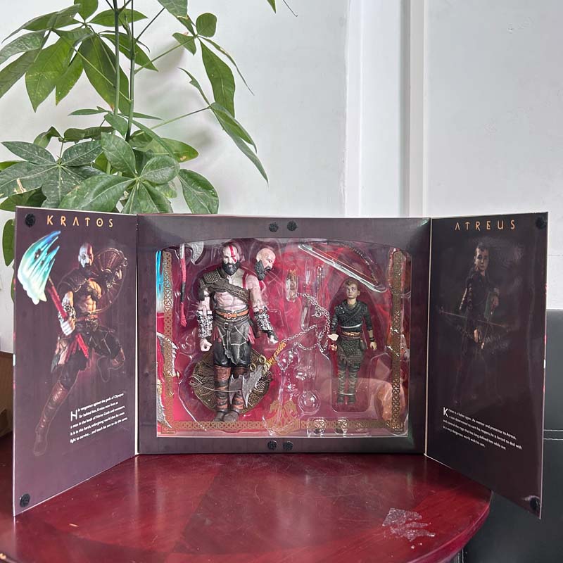 NECA Фигурка Бога Войны Кратос Атрей Призрак Спарты с Топором Мечом Щитом Лука и Стрелами Коллекционная Модель Игрушки Подарок