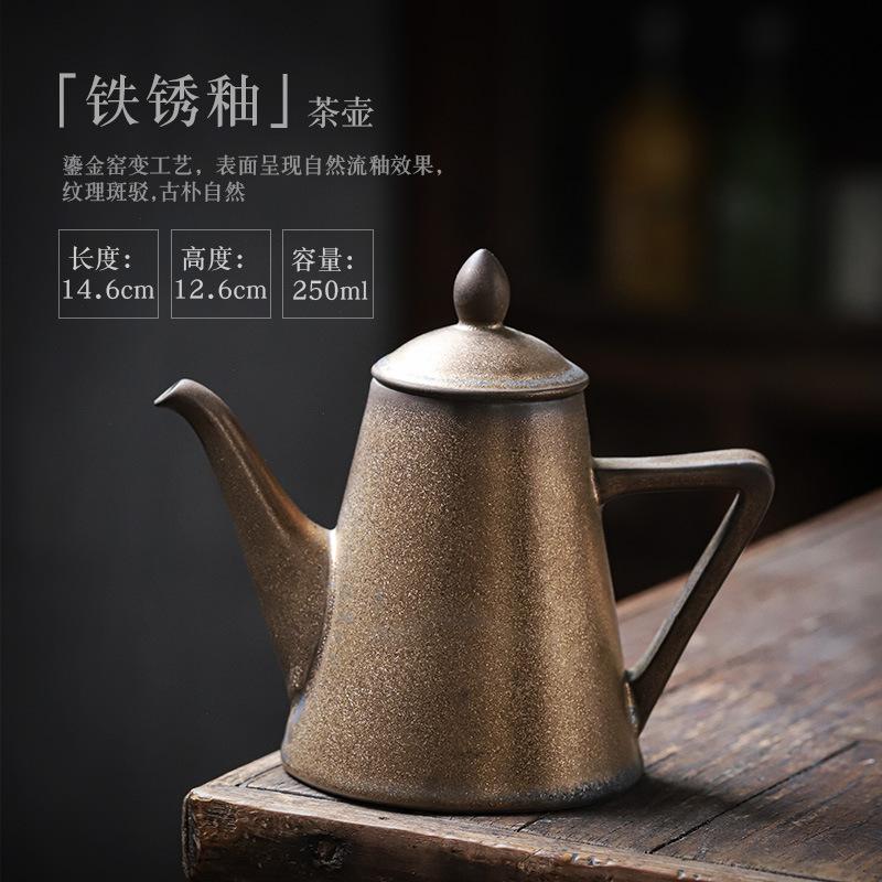 Китайский антикварный большой керамический чайник для заваривания, старинный позолоченный чайный сервиз в стиле кунг-фу, одинарный чайник, старый чайник