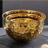 1pcs Gold Stainless Steel Hammer Point Fruit Bowl Salad Plate Egg Pot Thickened Baking Mixing Cooking Bowl Creative Decoration