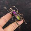 Радужный солнечный кварцевый кулон с друзами, медная проволока, обернутая ювелирными изделиями, кулон с жуком, кулон из медной проволоки, ювелирные изделия ручной работы, кулон с драгоценным камнем для подарка