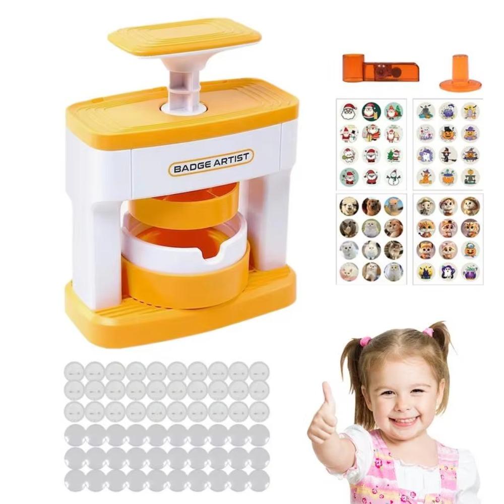 Punch Press Button Maker Machine Cute Stickers DIY Pin Maker Badge Maker Machine Kids Gift