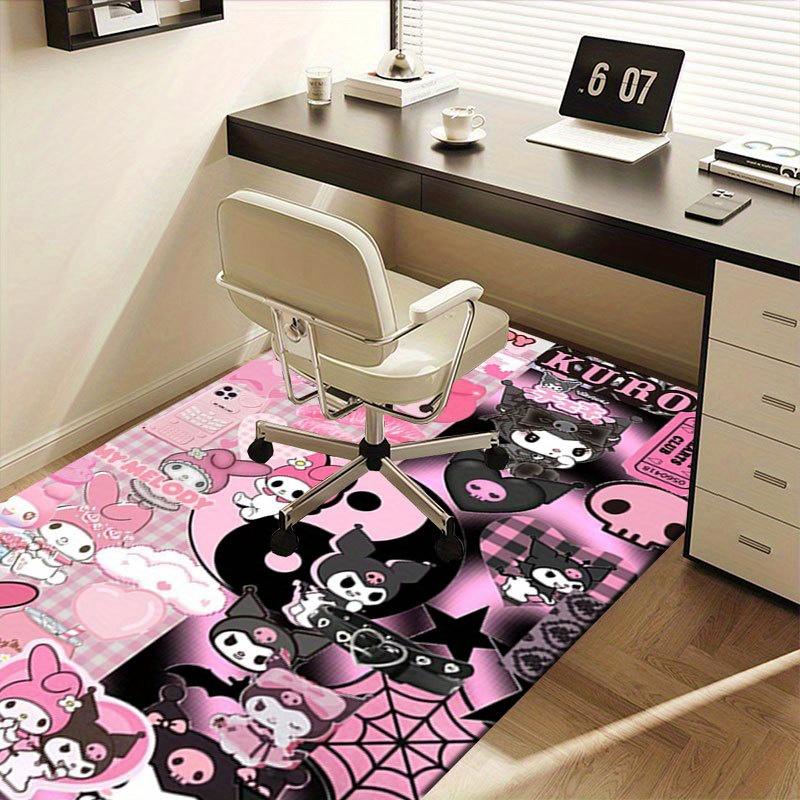1pc Sanrio Kuromi Mermaid Printed Office Carpet Rectangle Rug Under The Table,Perfect Room Decor for Living Room, Bedroom, Kitchen, Non-slip Floor Mat