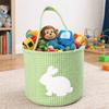 Embroidery Easter Rabbit Basket Plaid Easter Gift Basket Reusable Toys Storage Bag  Nursery Storage