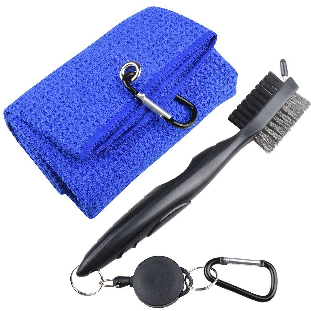Golf Cleaning Set Golf Double-sided Cleaning Brush Golf Towel and Brush Head Groove Cleaner Set