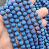 Matte Finish Blue Druzy Agate Round Beads Gemstone, Druzy Stone Beads, Gemstone Beads, 14-15 Inch Strand, 6mm 8mm 10mm Stone Size.