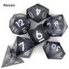 7 шт., черная смола, струящийся песок, белый номер, острые края, многогранные кости, подходящие для ролевой настольной игры