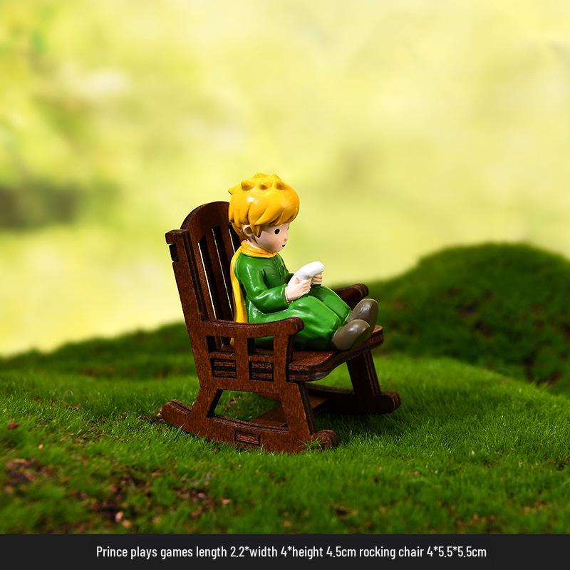 Handmade Cute Cartoon Frog Rocking Chair Resin Ornament for Desktop