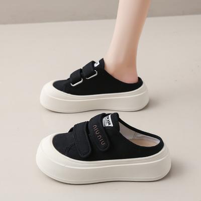 Модные холщовые мюли CRLAYDK Fashion для женщин, слипоны, повседневные лоферы на платформе, туфли без задника, удобные для ходьбы, уличные шлепанцы