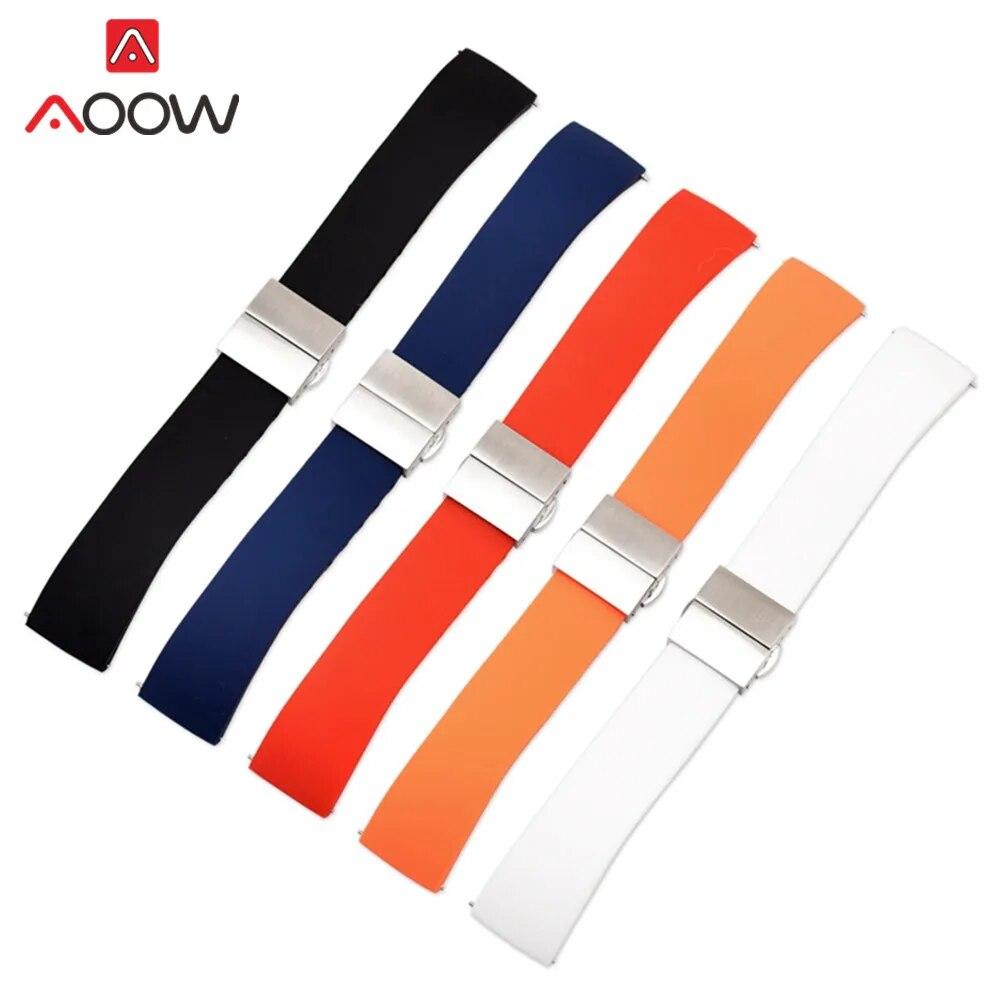 14 мм, 16 мм, 18 мм, 20 мм, 22 мм, 24, мягкий силиконовый быстросъемный ремешок для часов, высококачественный браслет с пряжкой-бабочкой, ремешок, аксессуары