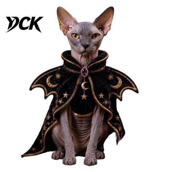 Halloween Costume for Small Pets Cat Witch Costume, Cute Ghost Cloak, Funny Pet Soft Apparel Festival Outfit, Kitty Cosplay Cape Holiday Party