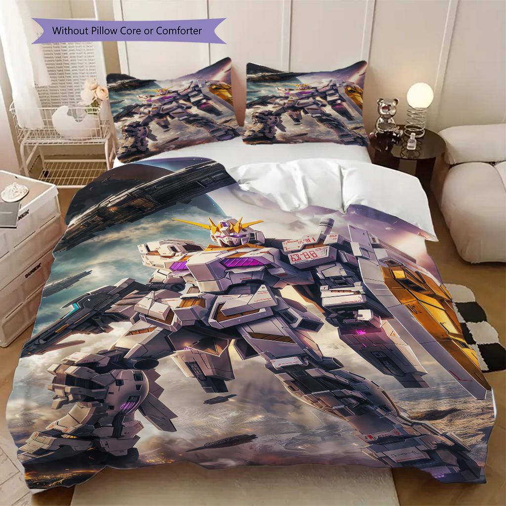Gundam Robot Print Soft Comfortable Duvet Cover, Children's Bedding Set Gift, Extra Large Size, Various Sizes Available LXR105