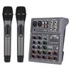 Audio Mixer 6 Channel Mixing Console with 2 Wireless Microphone BT Mixer OTG 4 DSP Scene Effects
