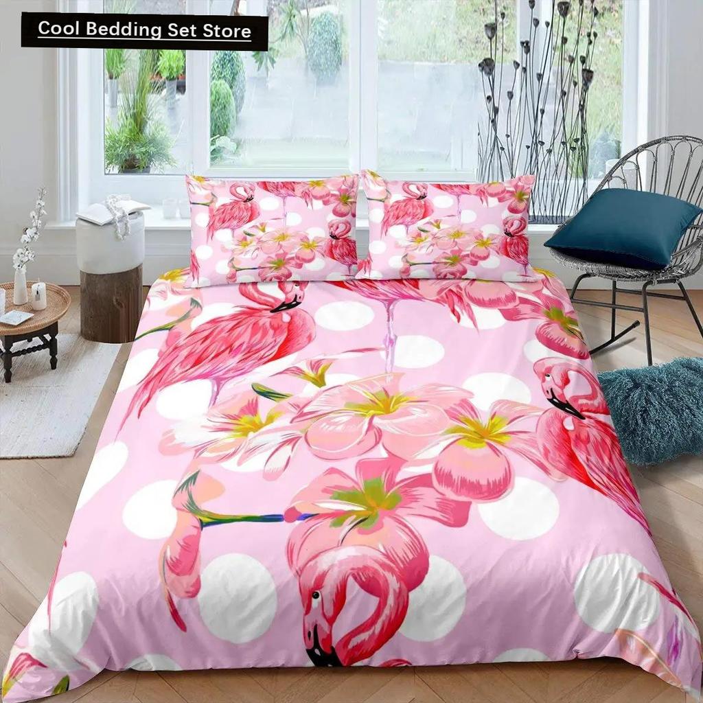 Фламинго пододеяльник комплект постельного белья для девочек цветы тропические животные розовый цветочный полиэстер одеяло покрывало для девочек детей женщин