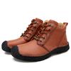 Высокие повседневные кроссовки Мужские на шнуровке Натуральная кожа Плоская подошва Ботинки Высококачественная обувь для хайкинга Мужские Широкий носок Босоногие ботинки Шнуровка