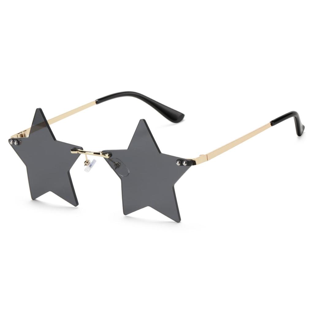 Funny for Women & Men Pentagram Eyewear Rimless Sunglasses Star Shape Sun Glasses Party Glasses