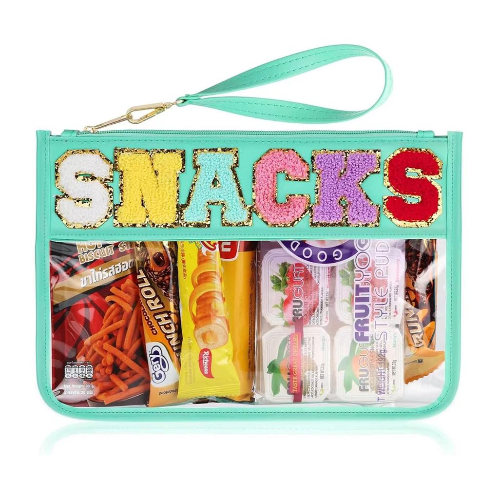 Creative Transparent Cosmetic Bag Waterproof Chenille Letter Patches Women's Clutch Portable Carry on Make Up Pouches