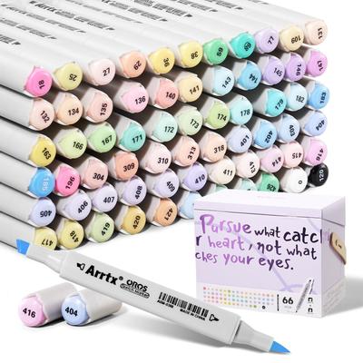 Arrtx OROS Иллюстрация Спиртовые 66 Пастельных Цветов Художественные Маркеры для и Эскизных Маркеров, Светлые Маркеры, Тип Кисти Блокноты, Иллюстрации,