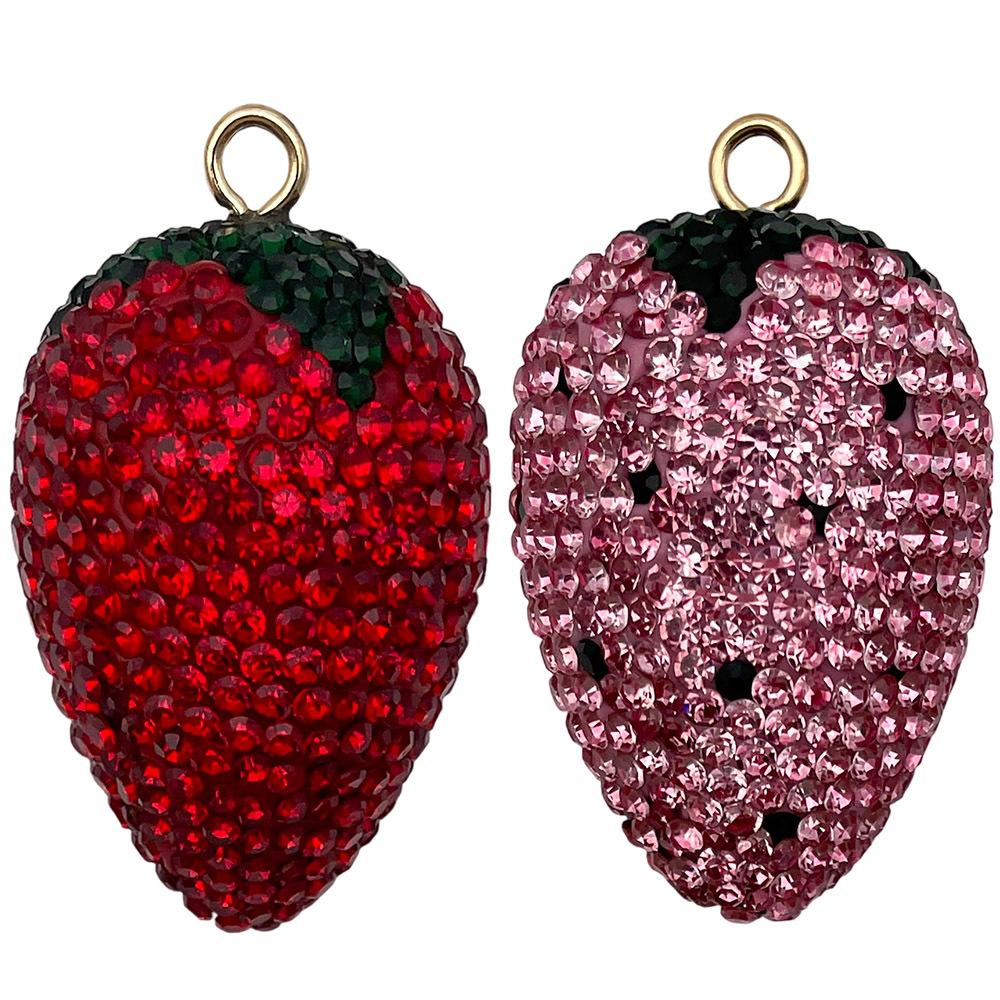 Crystal Rhinestone Strawberry charm pendant for DIY keychain and jewelry accessories