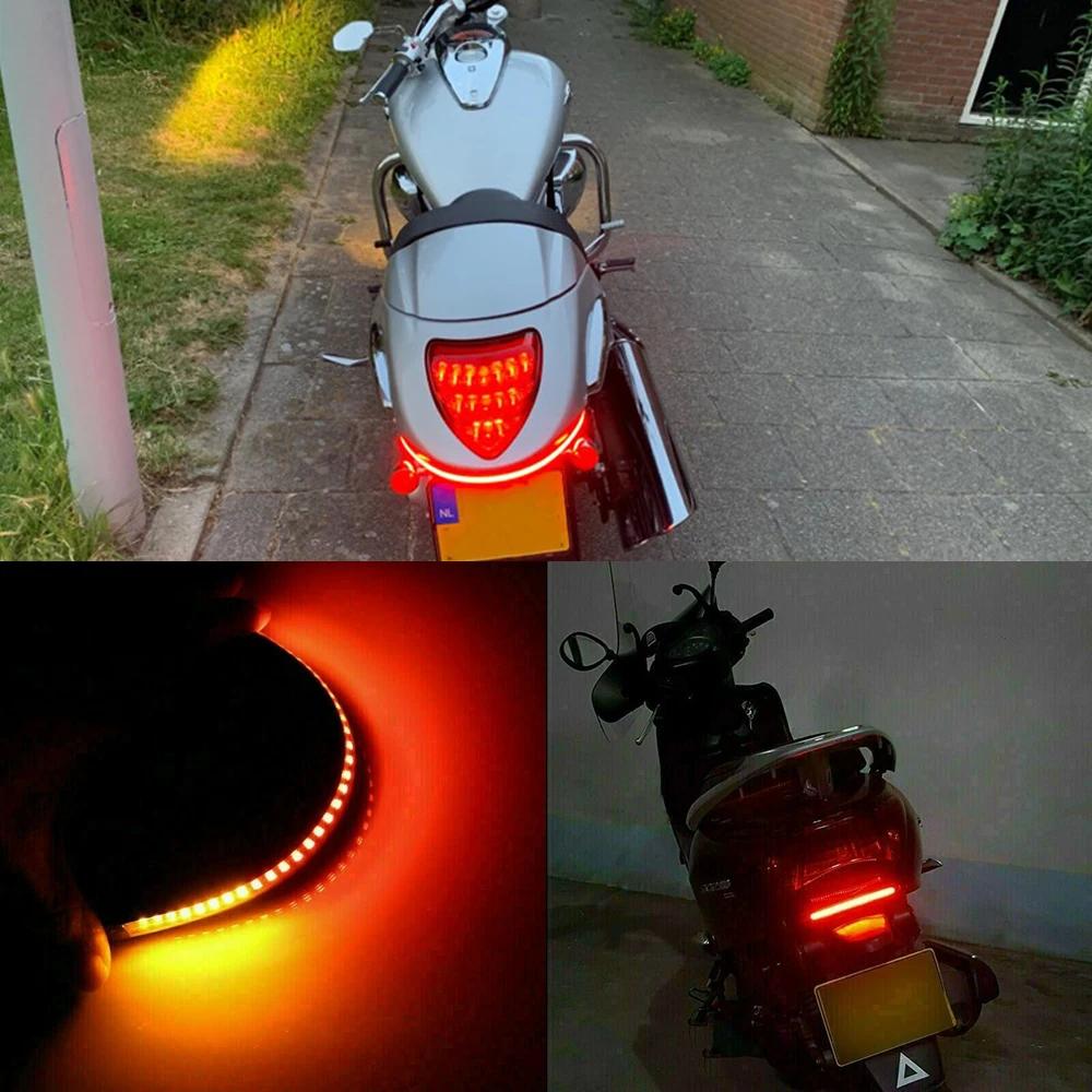 Motorcycle LED Lamp Bar Strip Flowing Turn Signal Universal 36 Tail Rear Brake Stop Flexible Soft Rubber Light