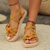 Summer Fashion Womens Cross Strappy Flower Sandals Eva Sole For Casual Wear