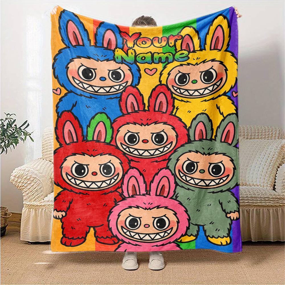 Labubu Personalized Text Blanket Lightweight Customizable Blanket Durable Comfort Versatile for Sofa Picnics Bedding Office Chair for All Occasions