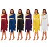Women Slim Waist Party Gown Praise Liturgical Lyrical Dance Dress High Low Worship Costume Metallic Color Block Dress