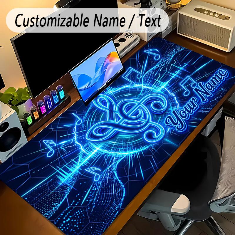 Music Theme Personalized Mouse Pad Custom Name Text Non Slip Desk Pad For Laptop Office Desktop